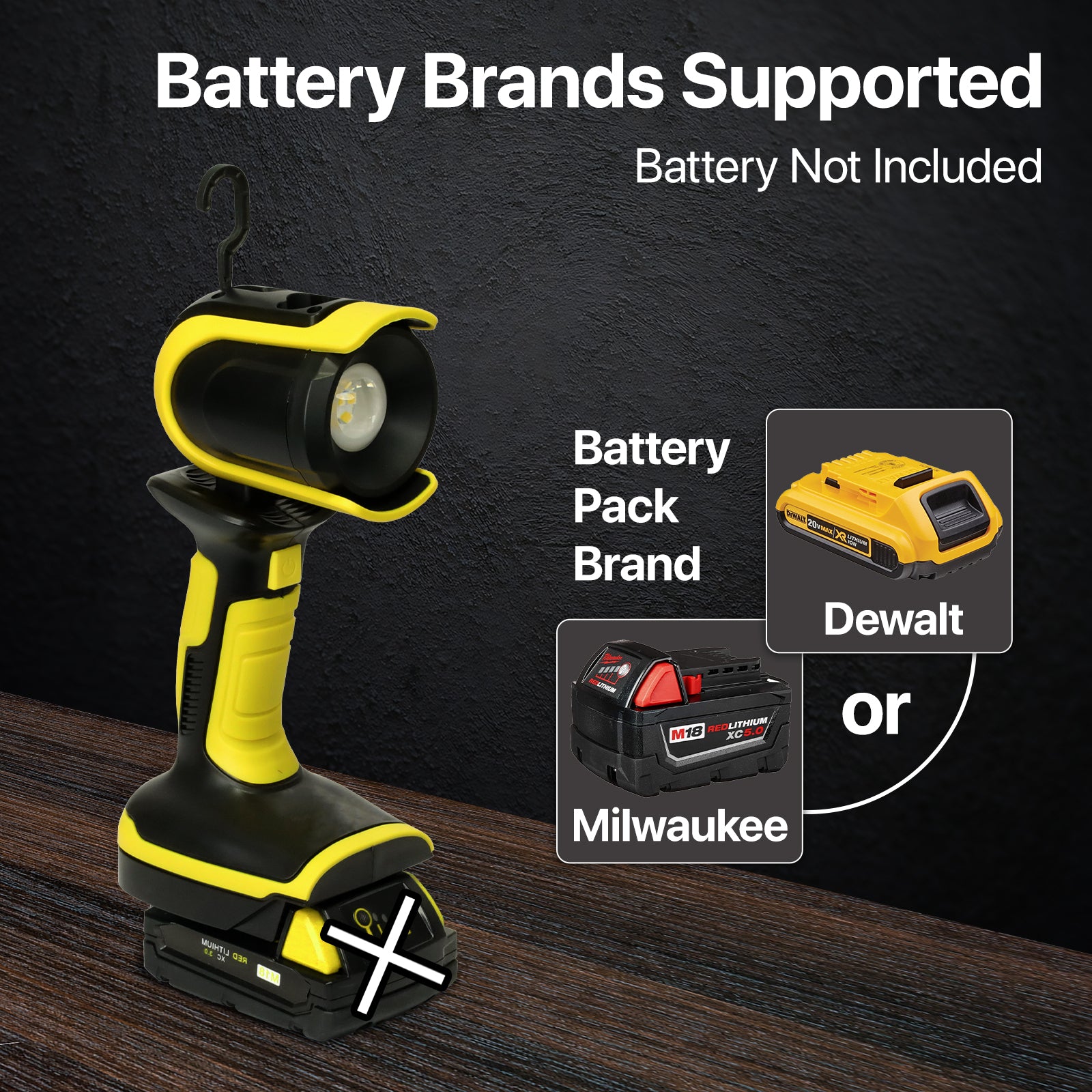 Hyperlite Cordless Handheld LED Work Light, 1000lm, Dimmable, Hangable