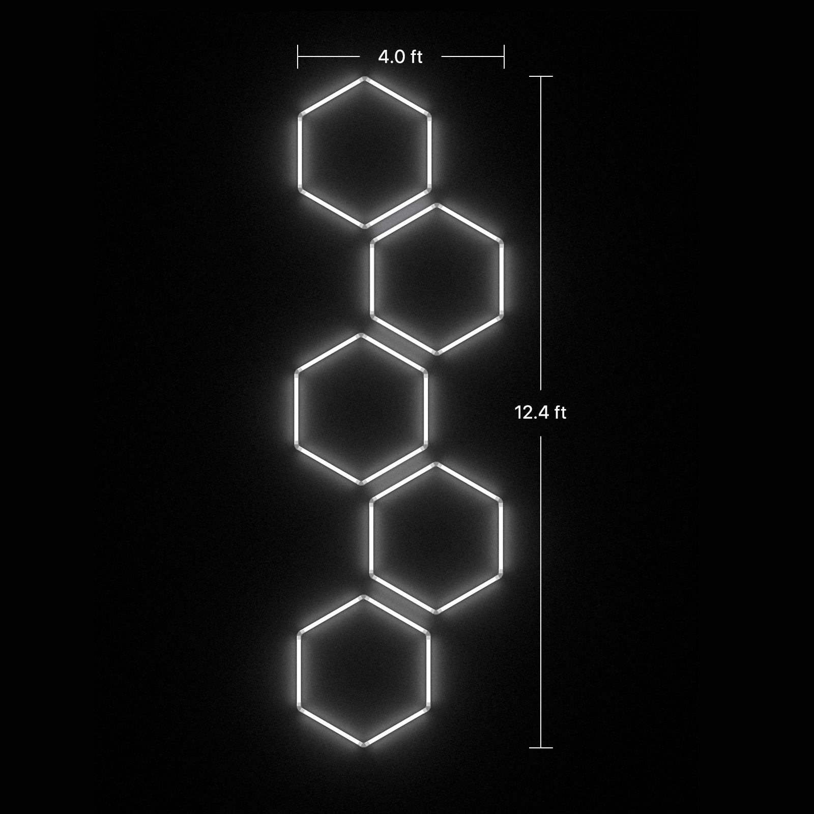 Hyperlite Hexagon Garage Lights Gen 2 - 5 Grid dimensions