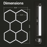 Dimensions of premium hexagon garage lighting.