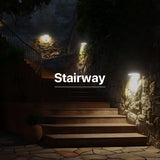 Outdoor wall lights at stairway.
