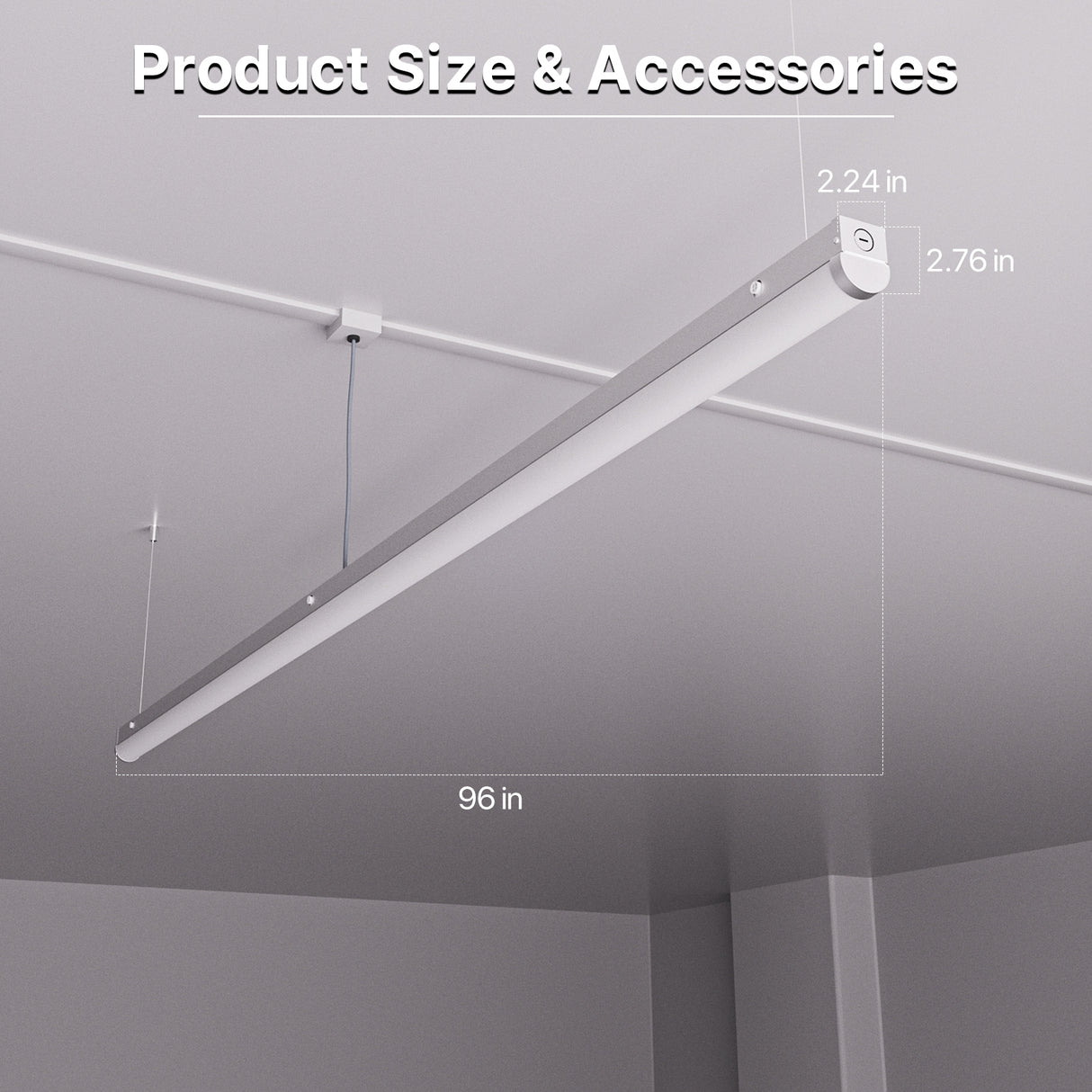 Hyperlite 8FT LED Linear Strip Light Fixture, 10400lumens, Selectable Wattage & CCT, AC 120-277V