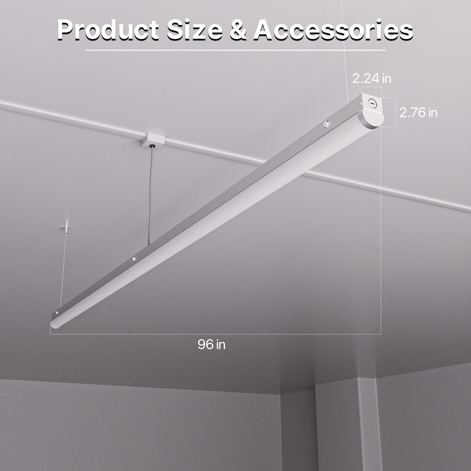 Hyperlite 8FT LED Linear Strip Light Fixture, 10400lumens, Selectable Wattage & CCT, AC 120-277V