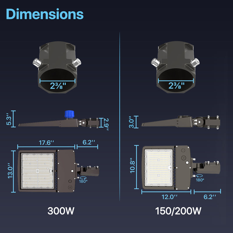 Hyperlite LED Parking Lot Light Dimensions