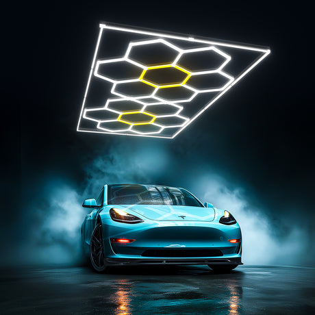 Hexagon LED lights with illuminated border