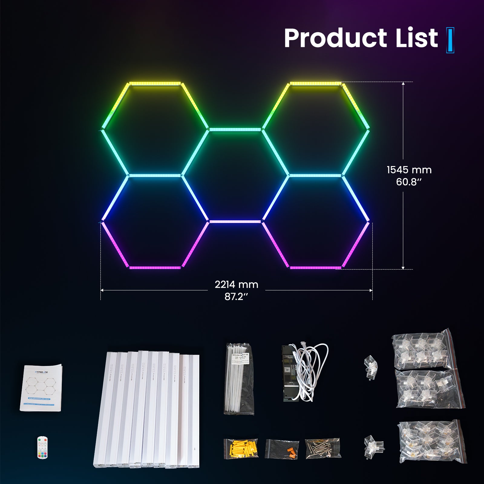 RGB Gradient Hexagon Garage Lights 