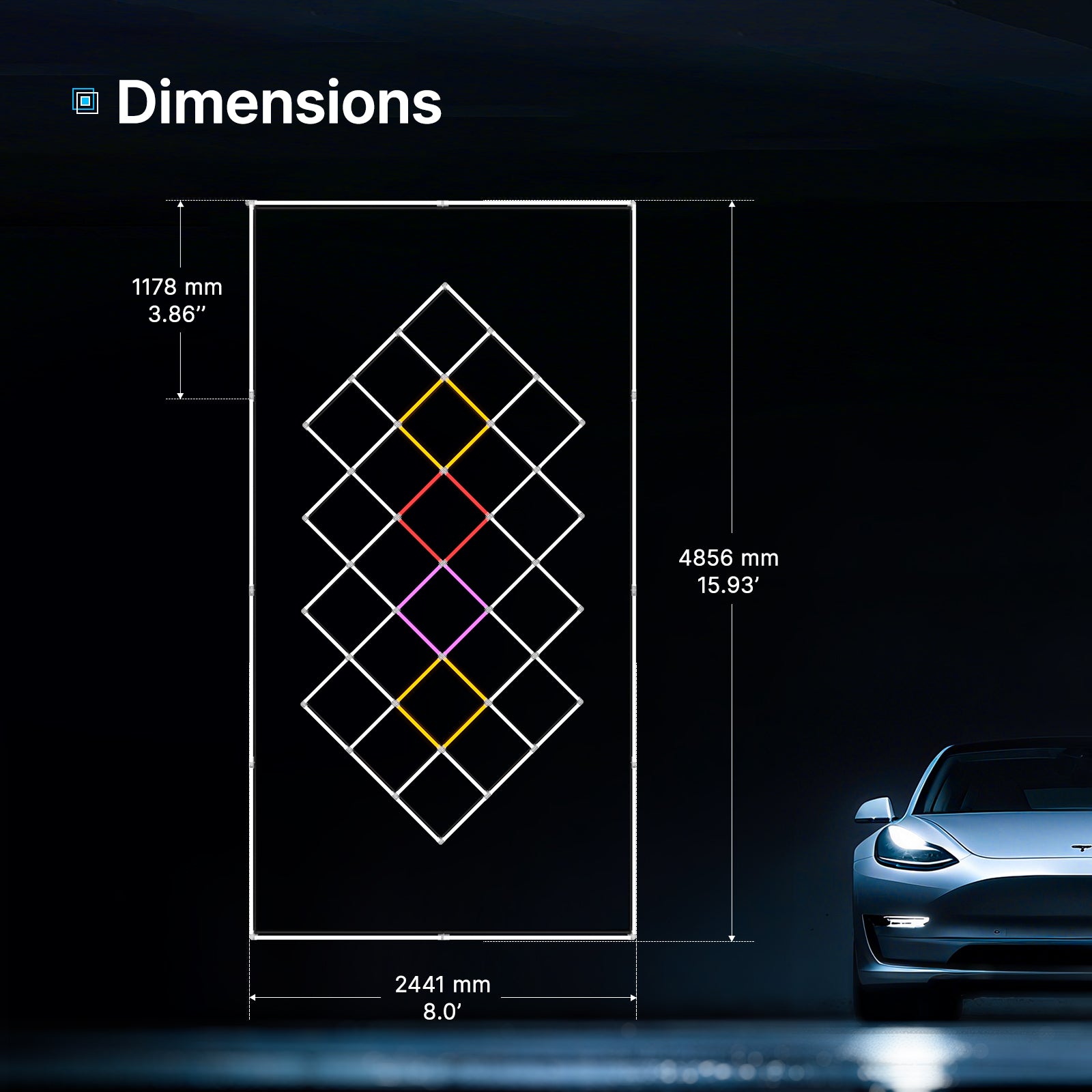 8x15ft framed hexagon light array