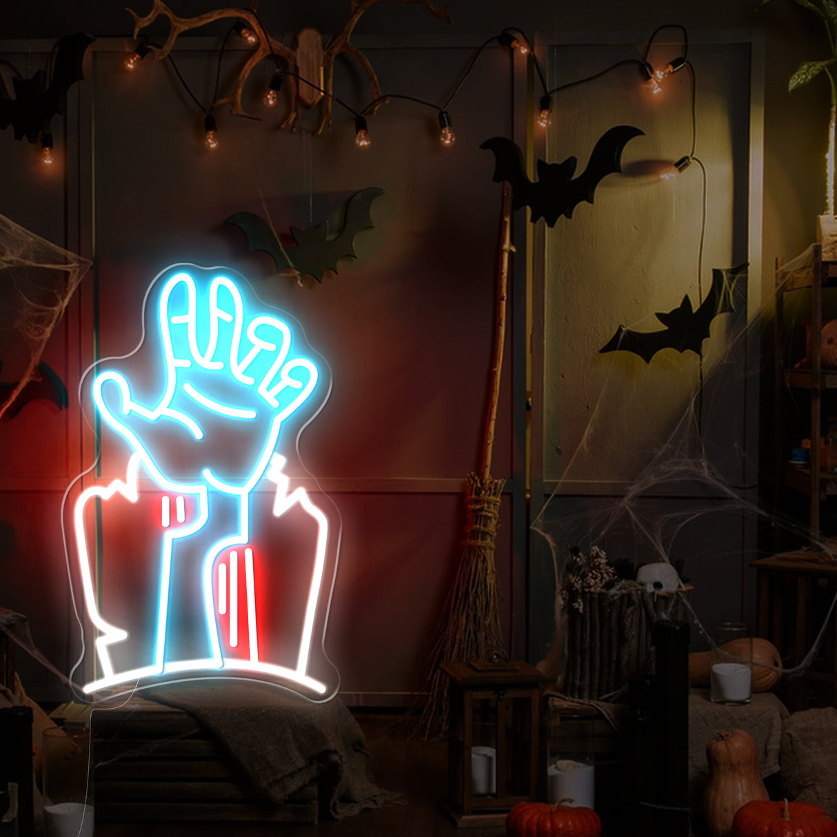 Custom made neon lights – Devil's Hand LED neon sign for striking aesthetics