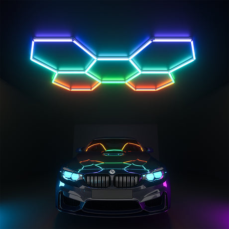 RGB Gradient Hexagon Garage Lights 