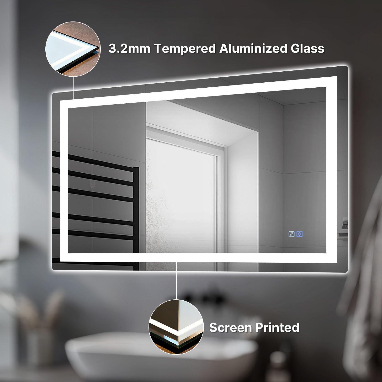 Bathroom mirror with LED lighting