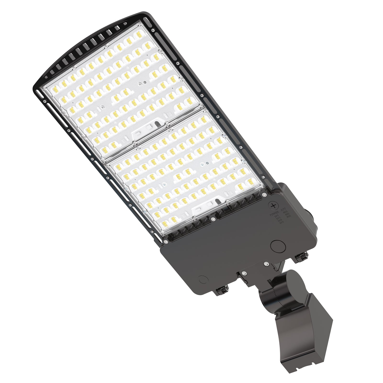 HPPK01 Series LED Parking Lot Light, angled view, showing light array and fixture