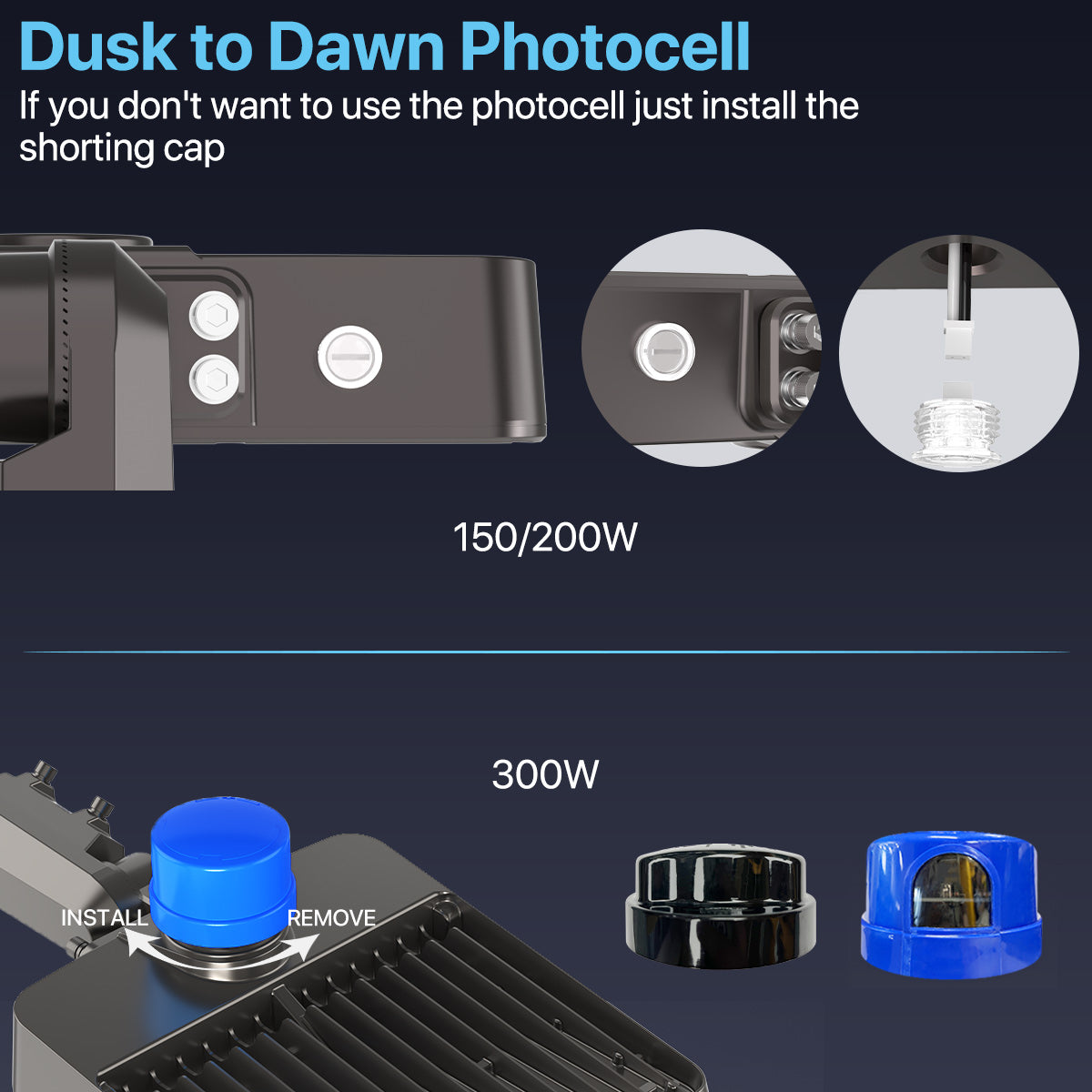 Hyperlite LED parking lot light dusk to dawn photocell installation