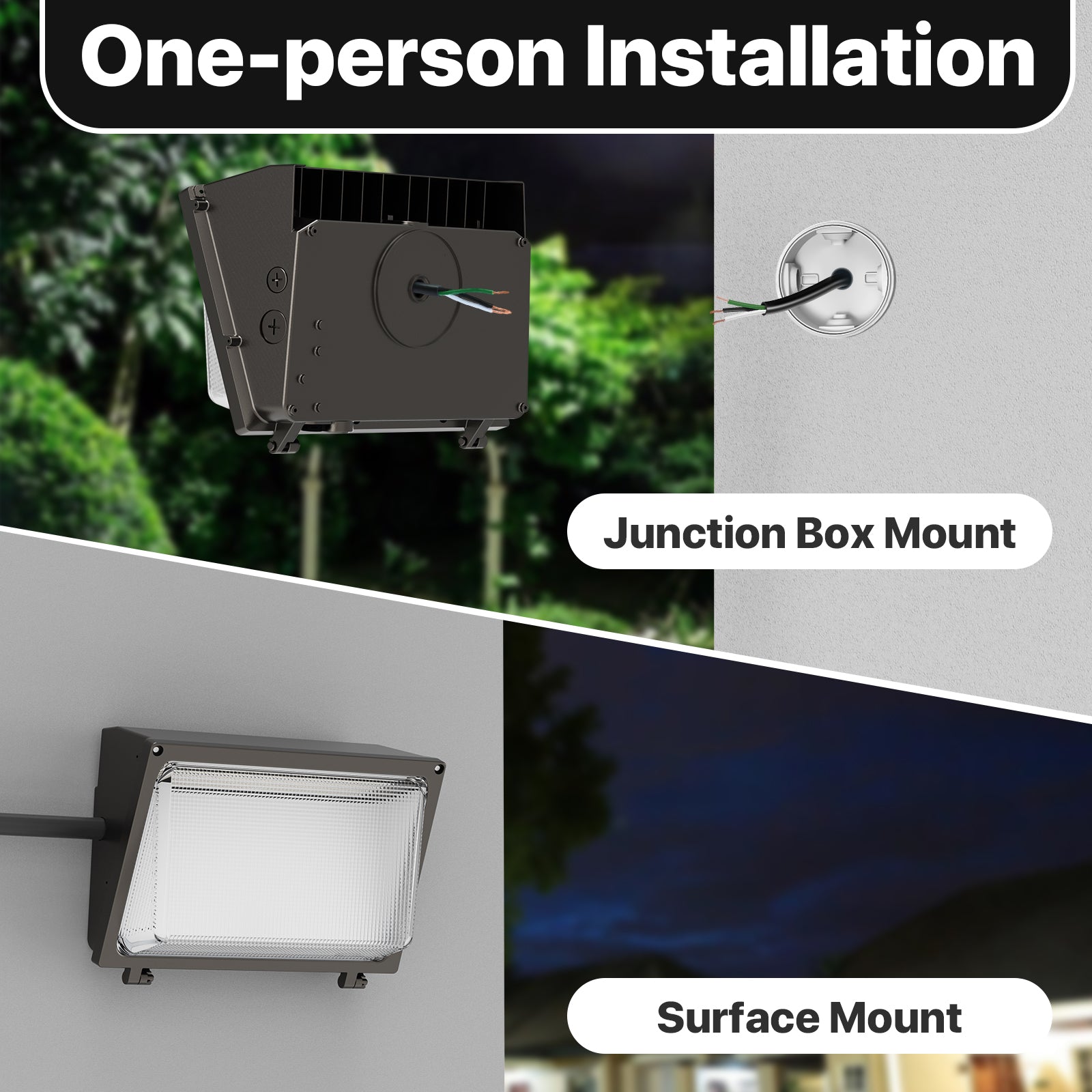 Hyperlite 120W LED Wall Pack Light - Easy installation options