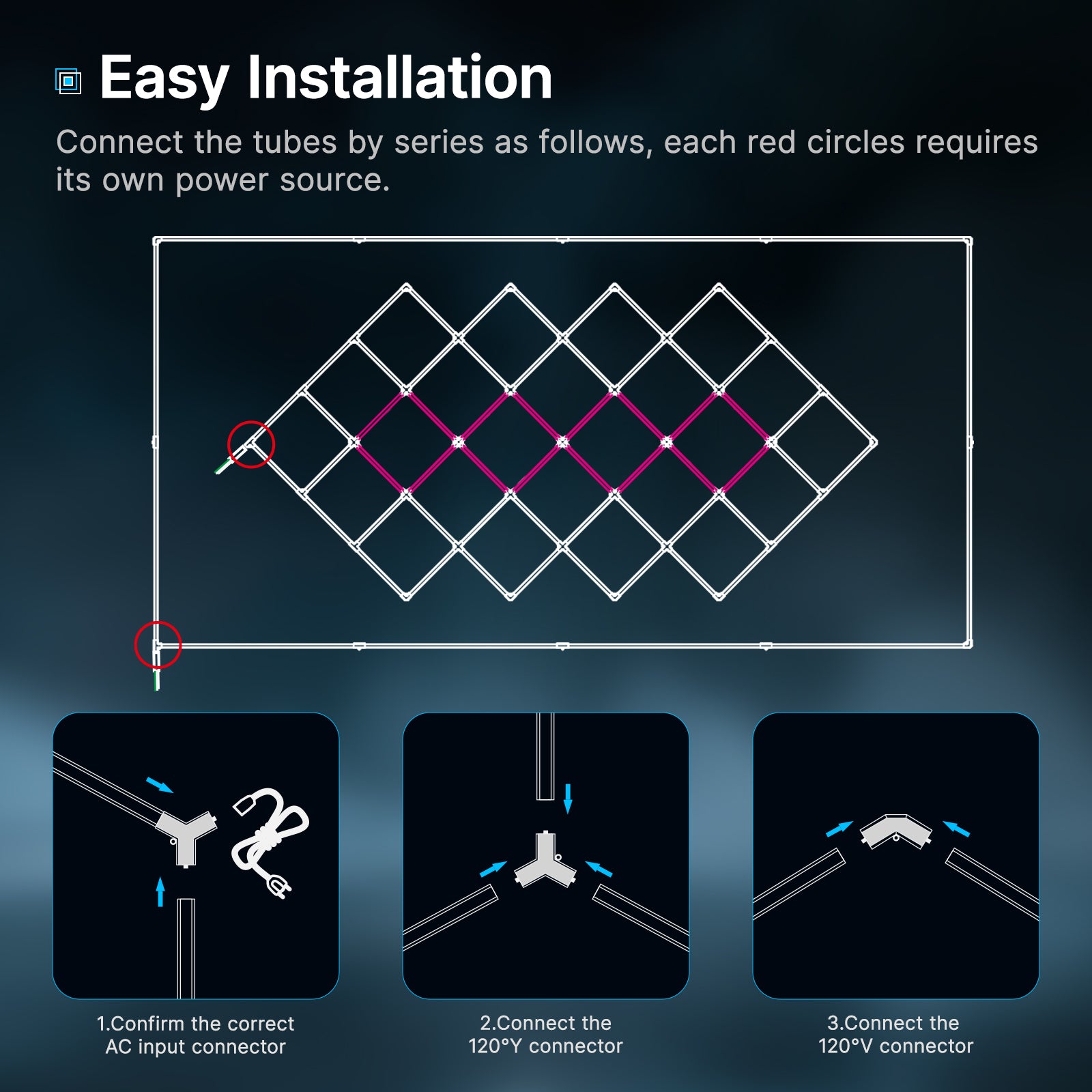 Creative space magenta light installation