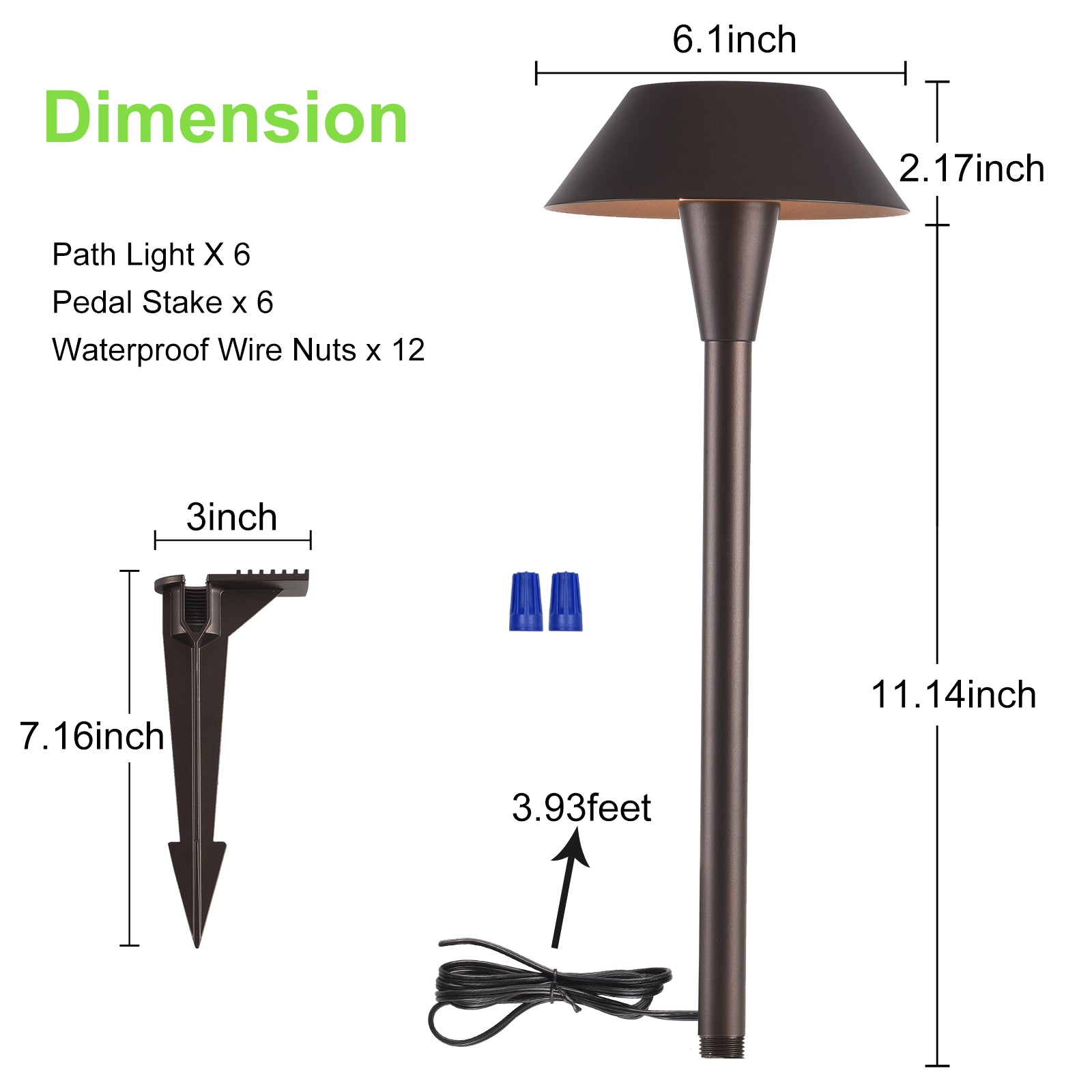 Glitgate Landscape Path Light - Dimensions and Components