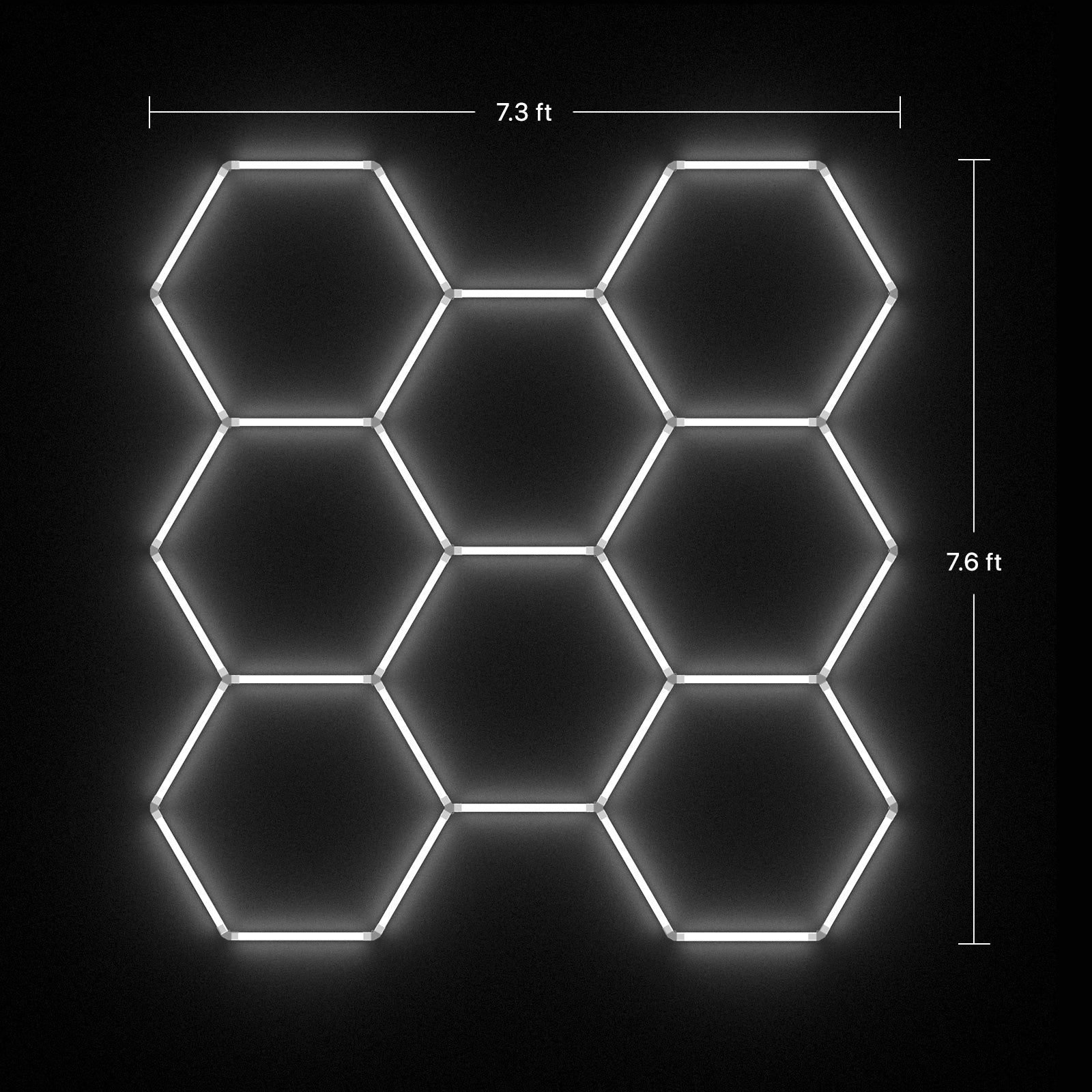 Hyperlite Hexagon Garage Lights Gen 2 - 9-grid - Dimensions