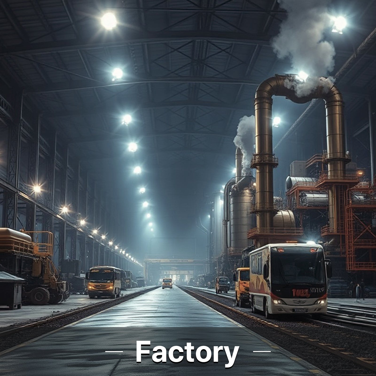 Factory interior illuminated by Hyperlite high bay lights