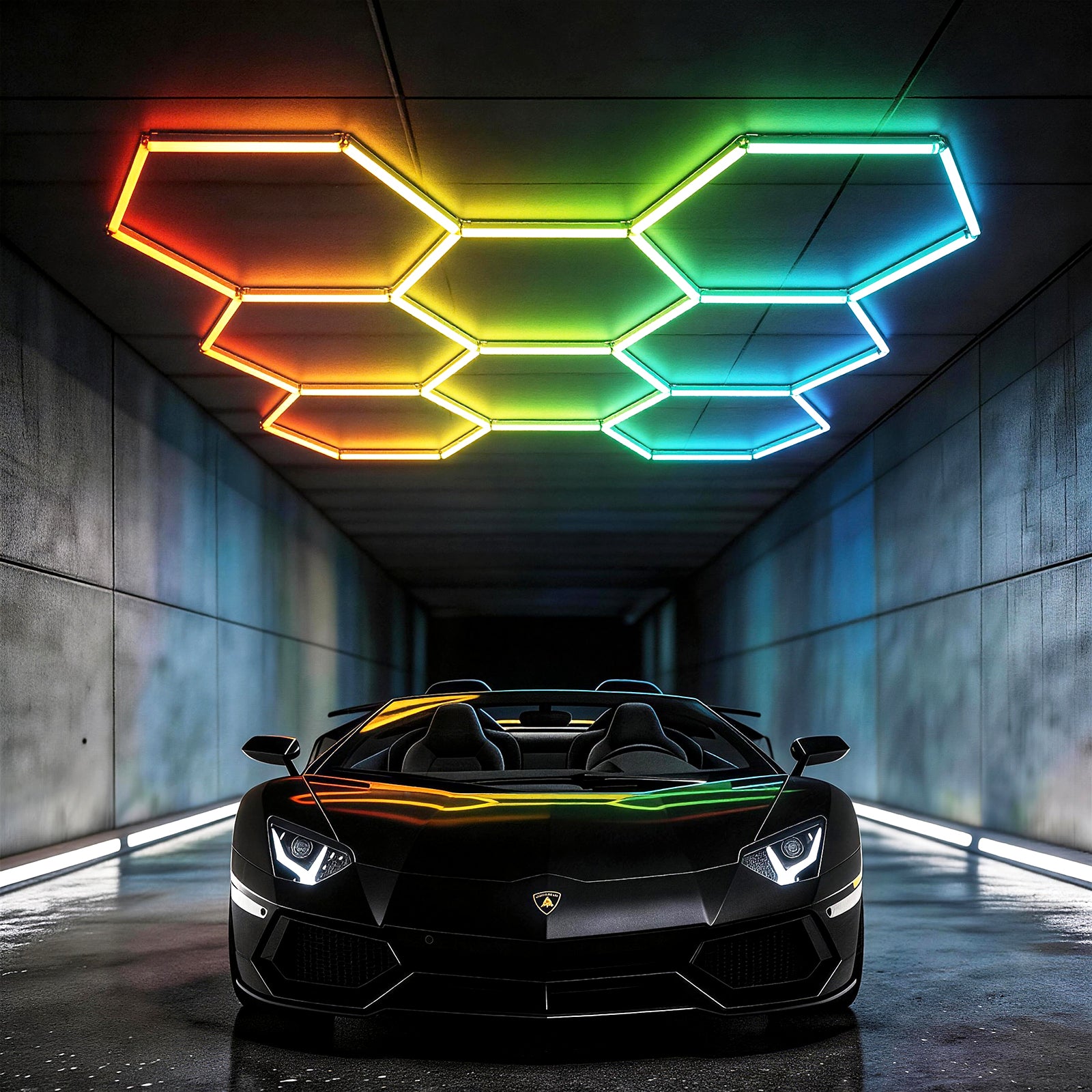 Hyperlite RGB hexagon garage lights - 8 grid