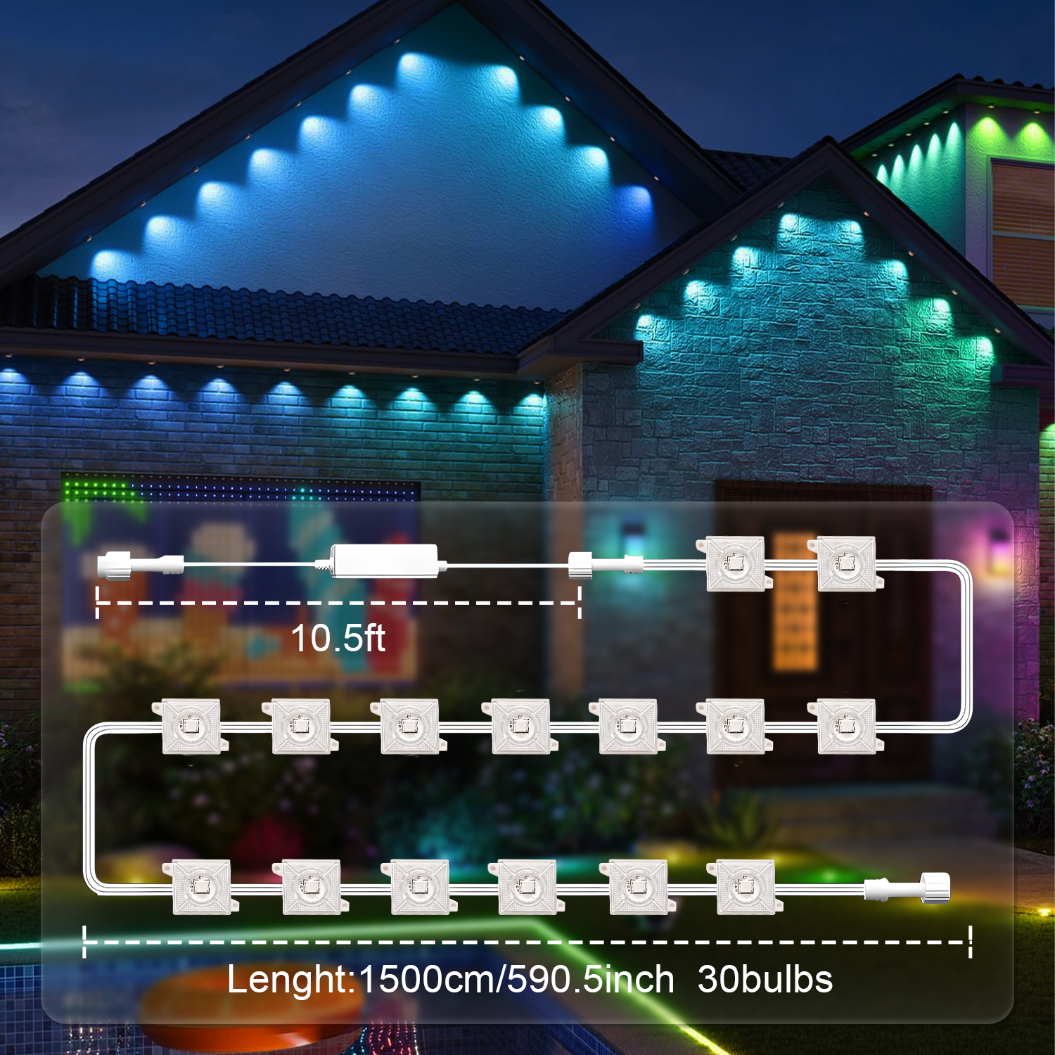 Permanent Outdoor Lights, RGB+IC LED Lights with Smart APP & Remote Control