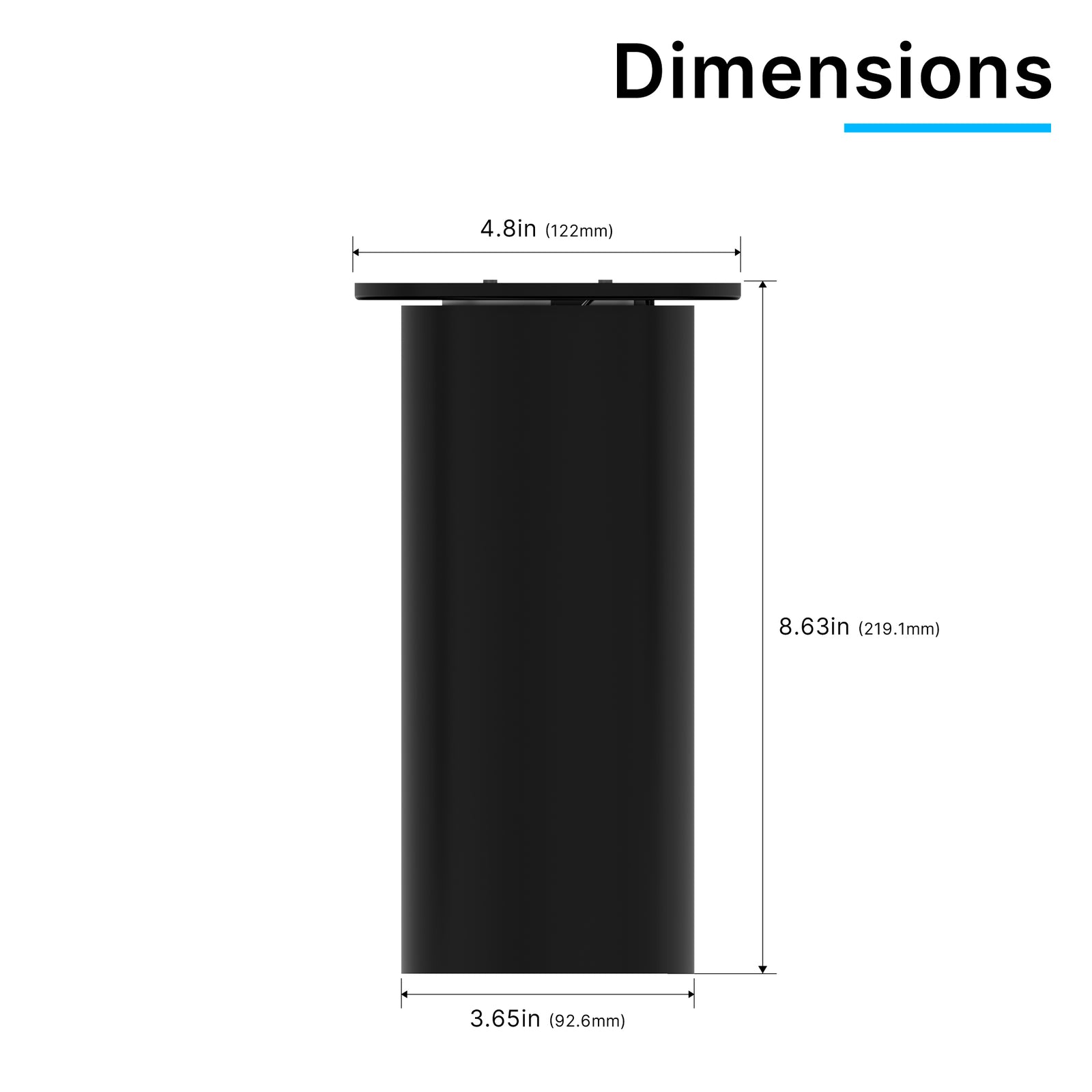 ACD01-25W LED Cylinder Light Surface Mount Dimensions and Fixture Size Details