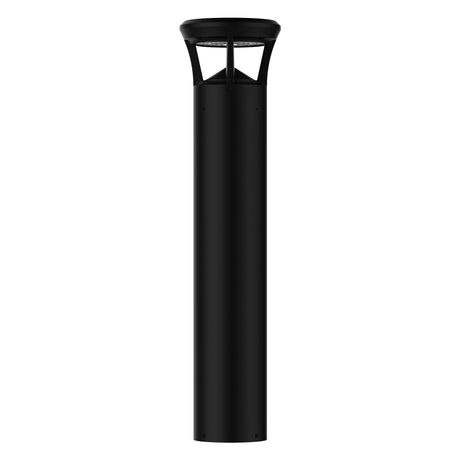 Black finish LED bollard light with flat top for pathways, parks, and landscape lighting