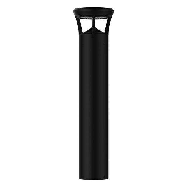 Black finish LED bollard light with flat top for pathways, parks, and landscape lighting