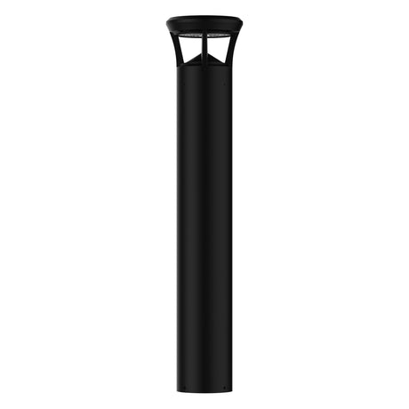 Black finish LED bollard light with flat top for pathways, parks, and landscape lighting