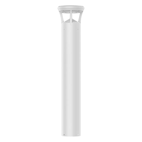 White finish LED bollard light with flat top for pathways, parks, and landscape lighting