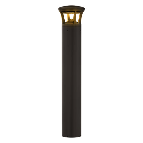 LED bollard light with crowned top and amber light for outdoor landscape lighting