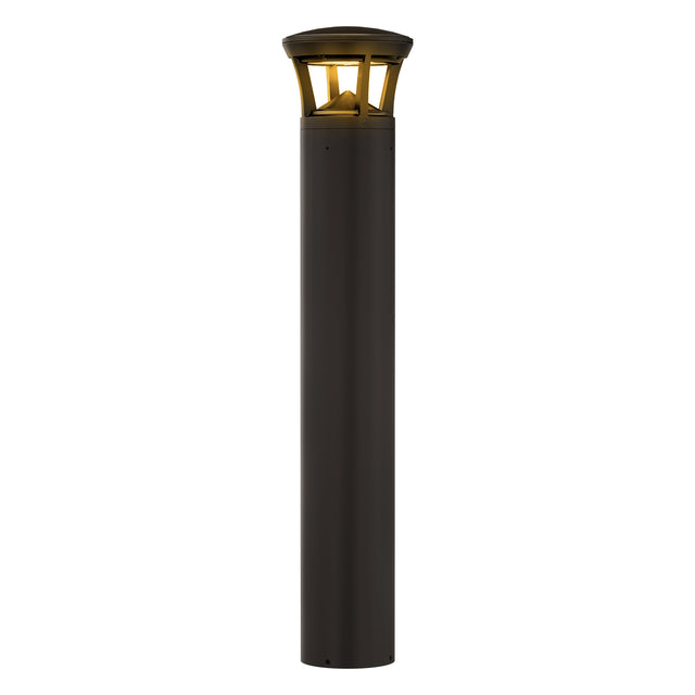 LED bollard light with crowned top and amber light for outdoor landscape lighting