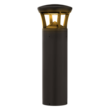 LED bollard light with crowned top and amber light for outdoor landscape lighting
