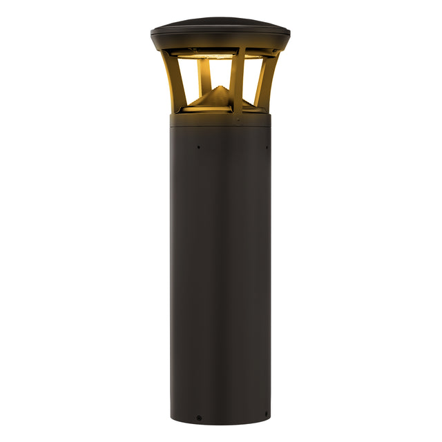 LED bollard light with crowned top and amber light for outdoor landscape lighting
