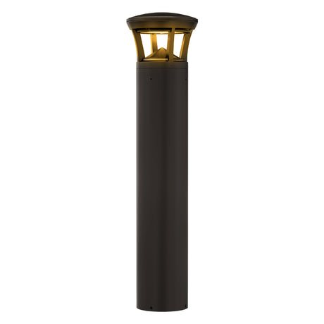LED bollard light with crowned top and amber light for outdoor landscape lighting