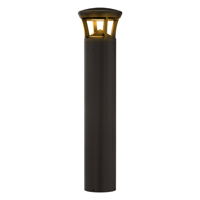 LED bollard light with crowned top and amber light for outdoor landscape lighting