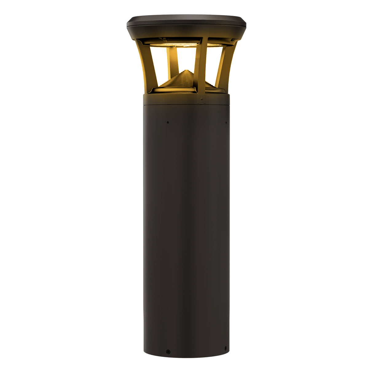 LED bollard light with flat top and amber light for outdoor pathway lighting