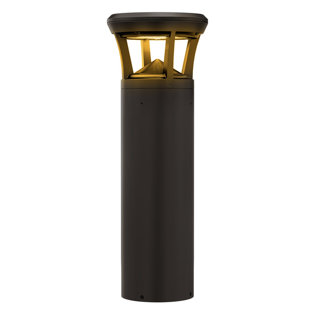 LED bollard light with flat top and amber light for outdoor pathway lighting