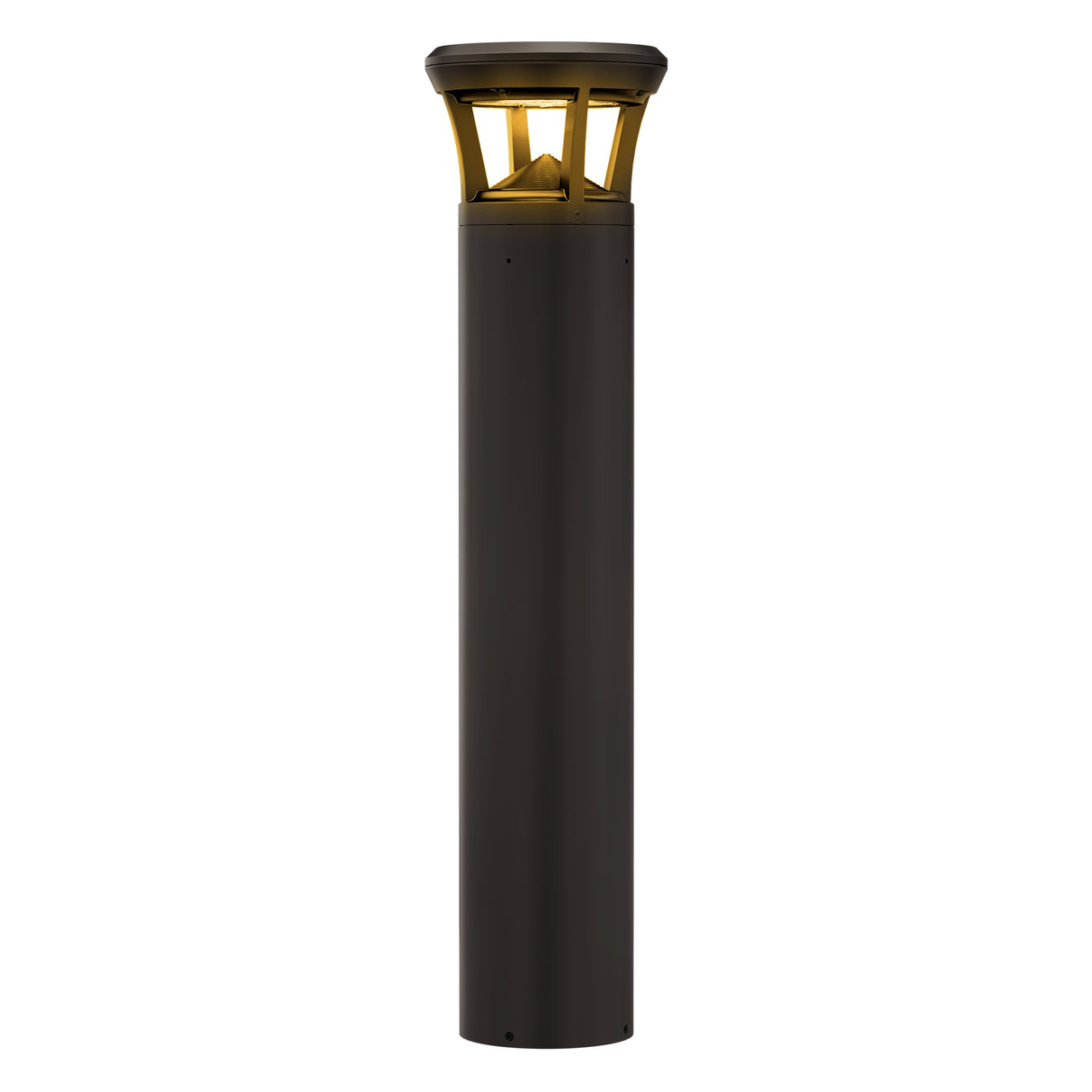 LED bollard light with flat top and amber light for outdoor pathway lighting