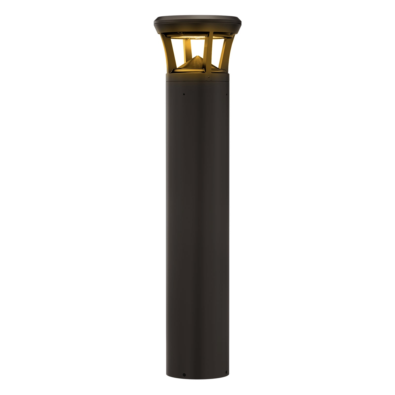 LED bollard light with flat top and amber light for outdoor pathway lighting