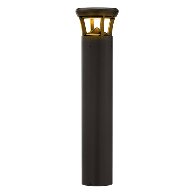 LED bollard light with flat top and amber light for outdoor pathway lighting