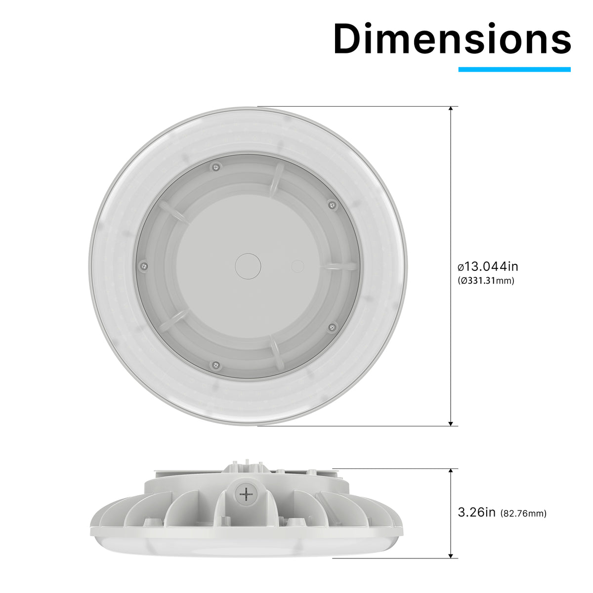 LED Canopy Light - HPCP02 Series-80W dimensions showing fixture measurements and mounting specifications