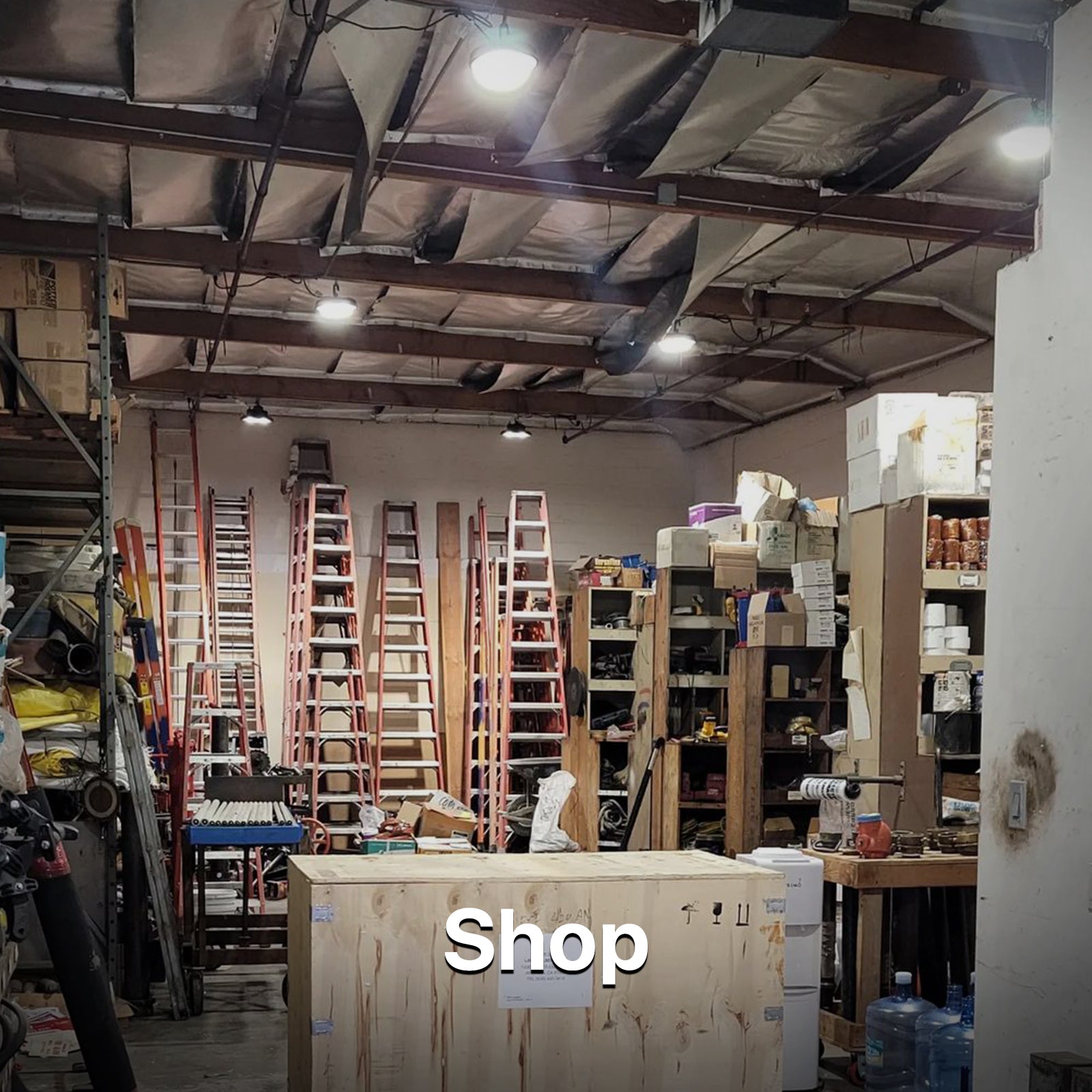 Shop illuminated by Hyperlite UFO LED high bay lights