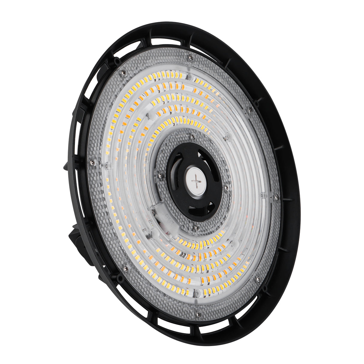 HBG-B-150W-200W black LED UFO high bay light angled view