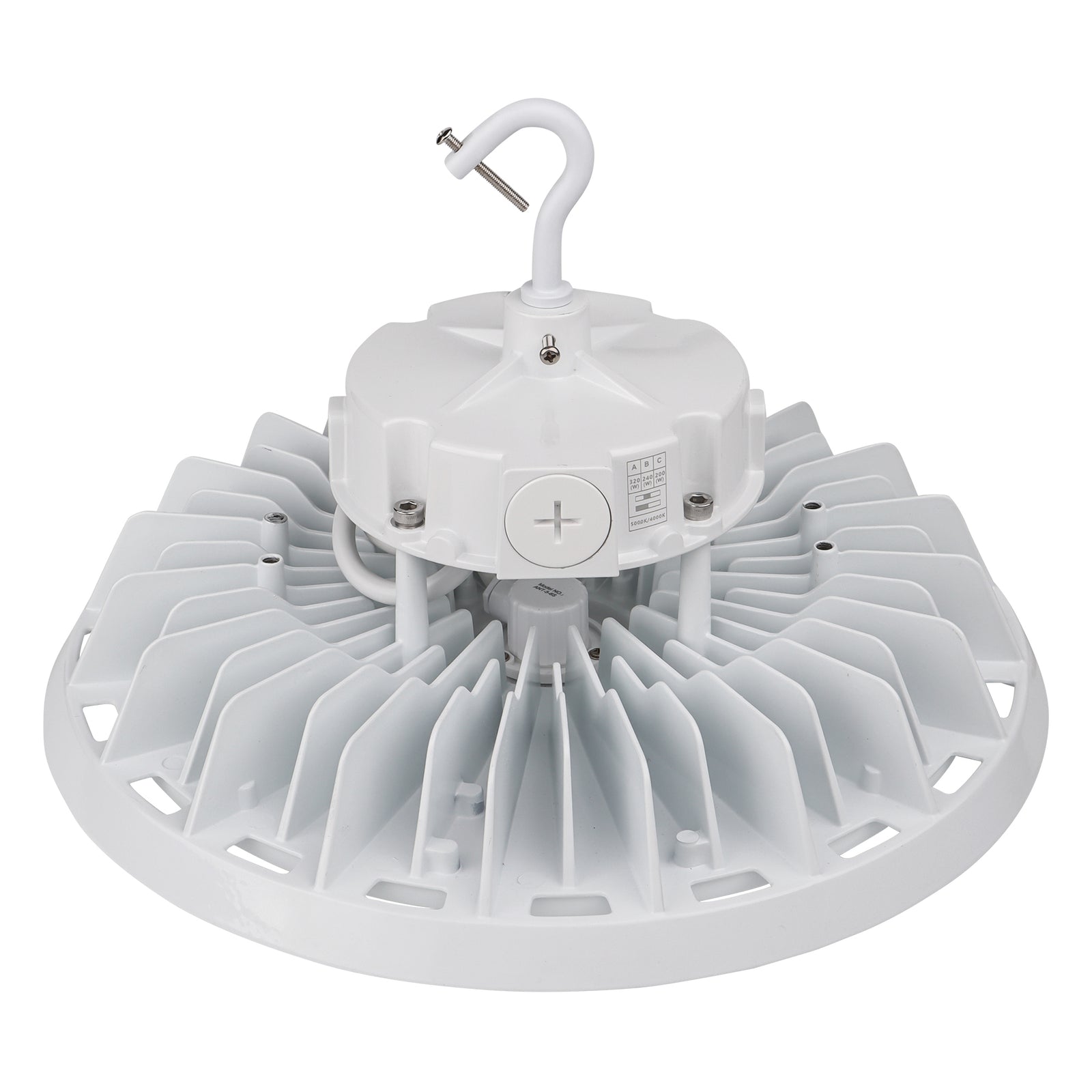 HBG-W-320W white LED UFO high bay light rear view