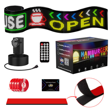 Hyperlite Programmable LED Sign, Fully Customizable Scrolling Text LED Display for Business & Party Decor