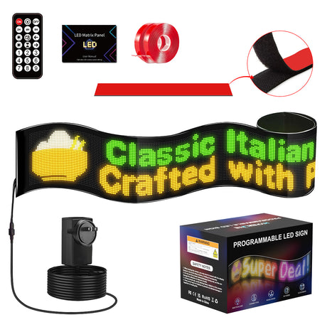Hyperlite Programmable LED Sign, Fully Customizable Scrolling Text LED Display for Business & Party Decor