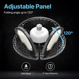 LED light adjustable panel folding angle up to 120 degree.