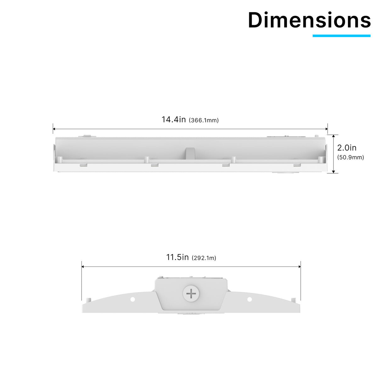 LHBE-210W white LED linear high bay light dimensions and product size details