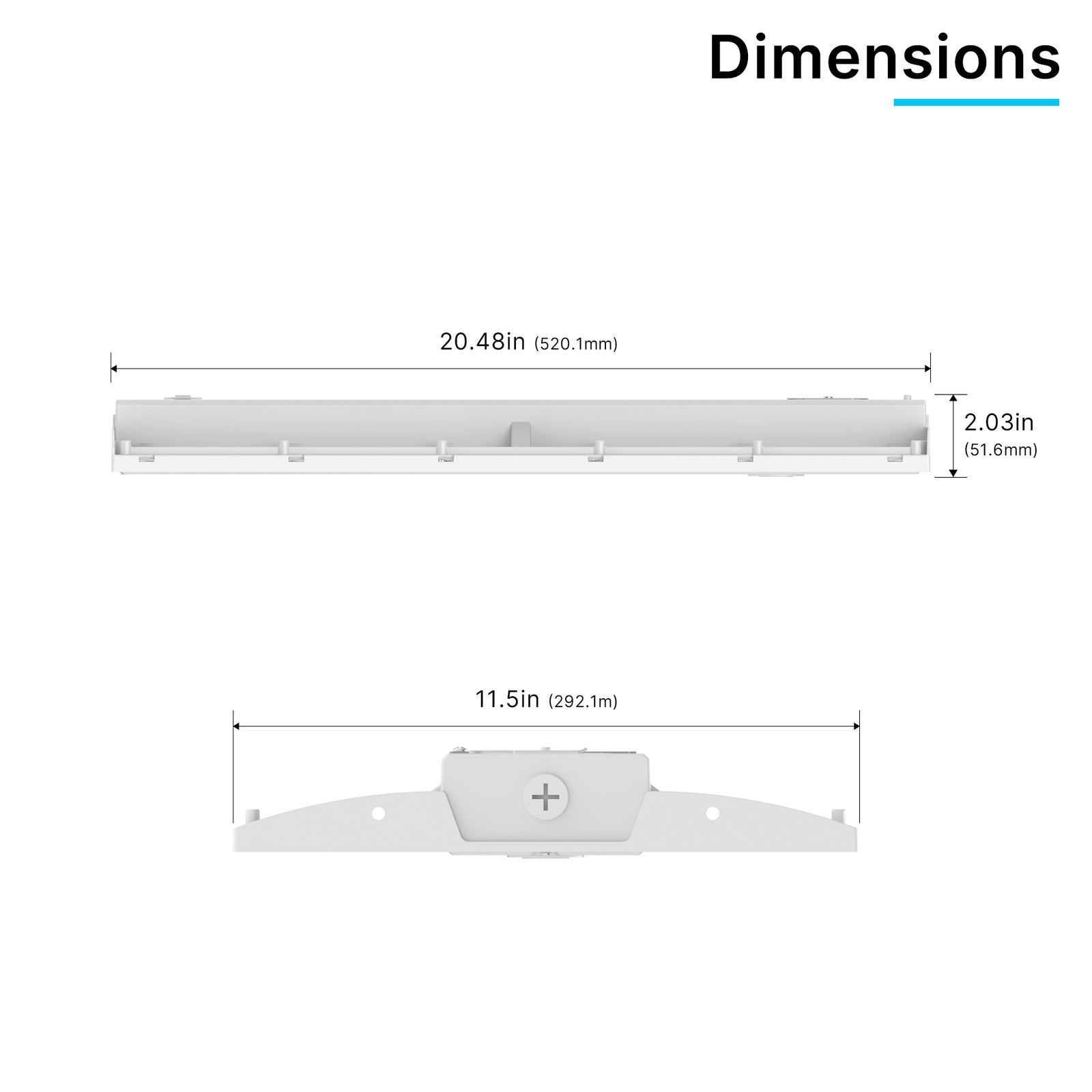 LHBE-310W white LED linear high bay light dimensions and product size details