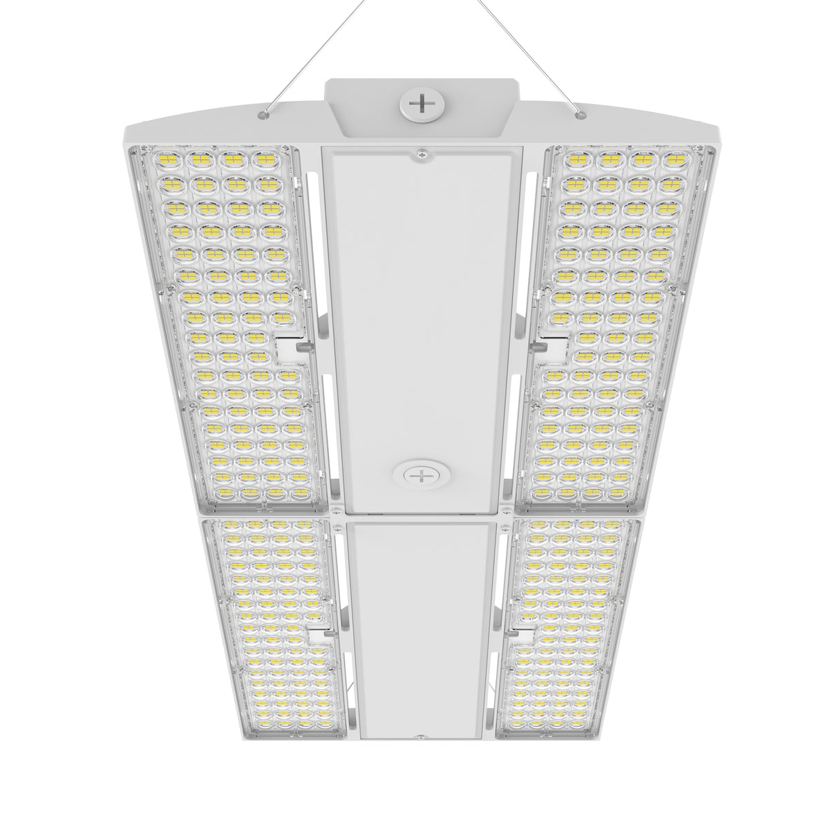 LHBE-420W white LED linear high bay fixture installed in warehouse and industrial environments