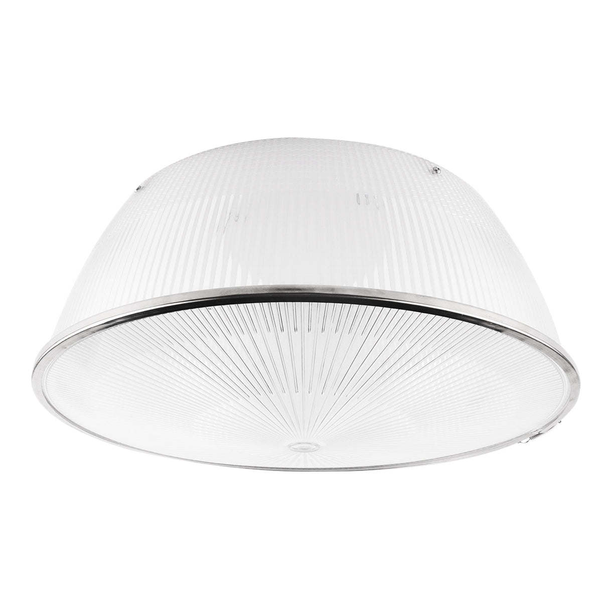 Large polycarbonate refractor with drop lens for LED high bay light