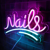 Custom neon signs for nails with vibrant LED lights.